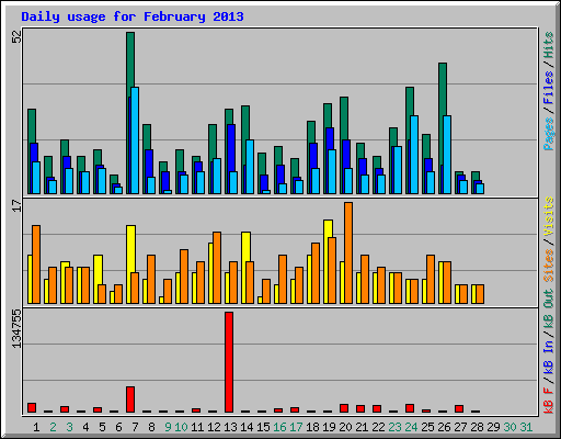Daily usage for February 2013