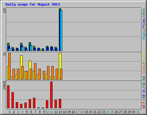 Daily usage for August 2013